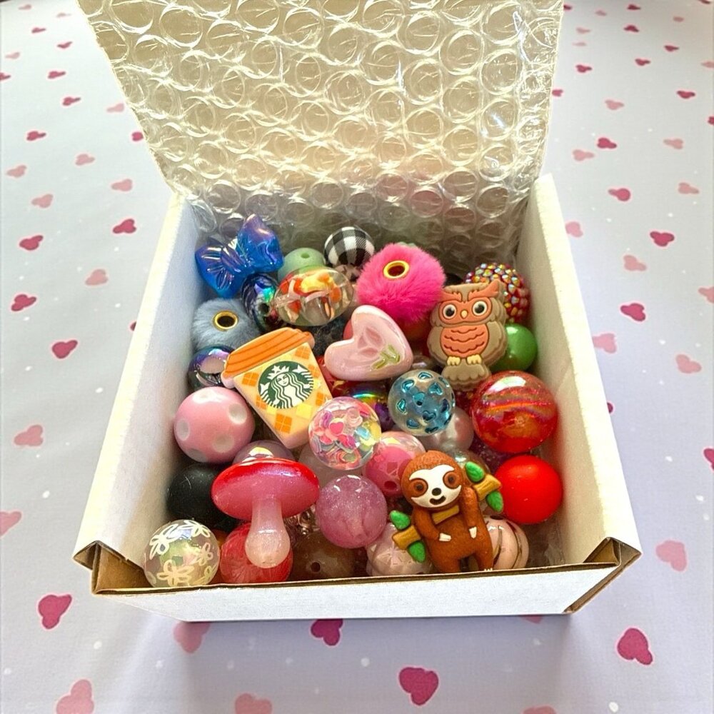 Beads, Focals, Spacers For Pens, Keychains, Crafts, Etc. 70+ Pieces Per Box-#3